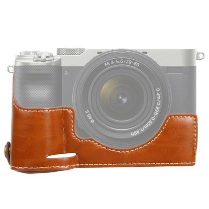 1/4 inch Thread PU Leather Camera Half Case Base for Sony ILCE-7C/A7C, For Sony ILCE-7C/A7C