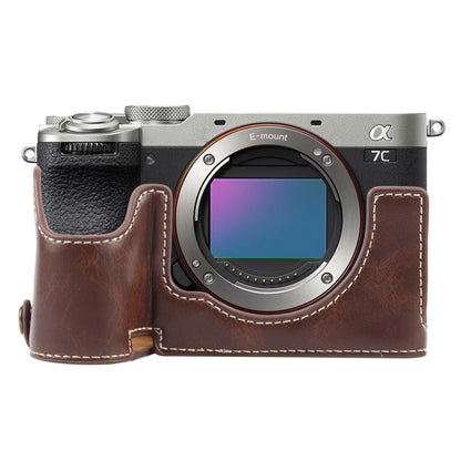 Glossy PU Leather Camera Half Case Base, For Sony ILCE-7CM2 / Alpha 7C II