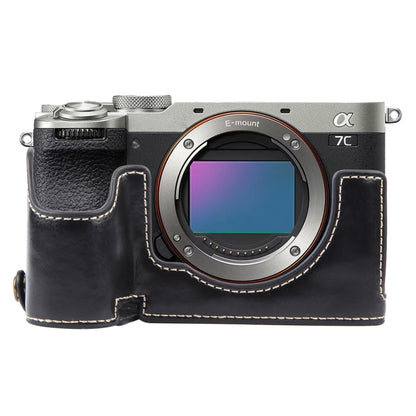 Glossy PU Leather Camera Half Case Base, For Sony ILCE-7CM2 / Alpha 7C II