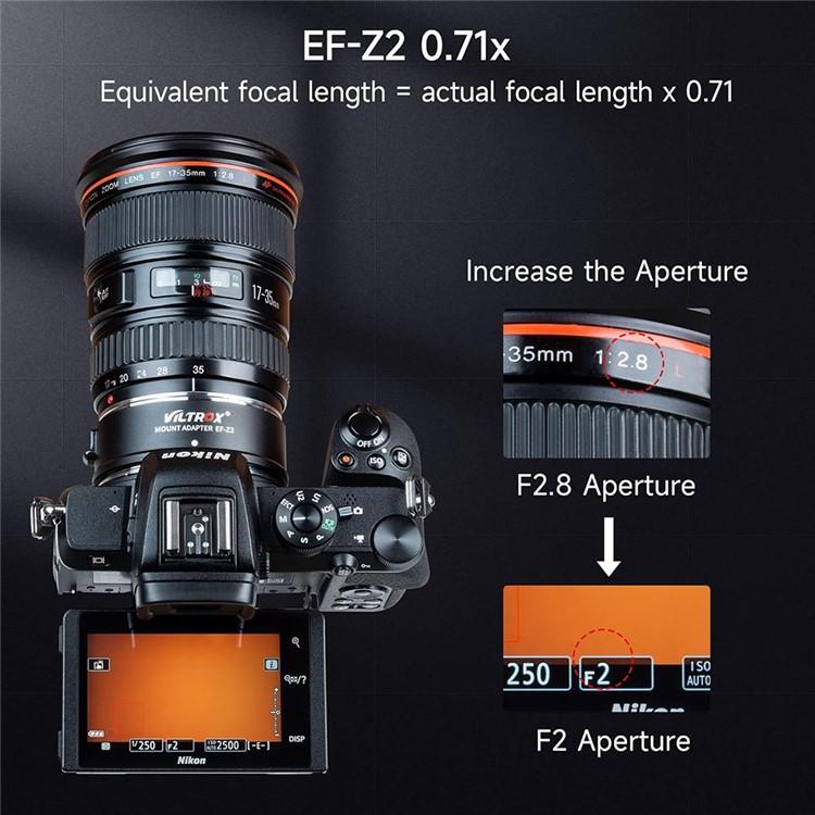 VILTROX EF-Z2 0.71X Auto Focus Camera Lens Mount Adapter For Canon EF to Nikon Z Mount, EF-Z2