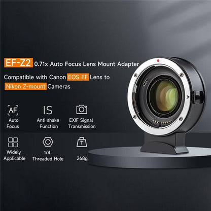 VILTROX EF-Z2 0.71X Auto Focus Camera Lens Mount Adapter For Canon EF to Nikon Z Mount, EF-Z2